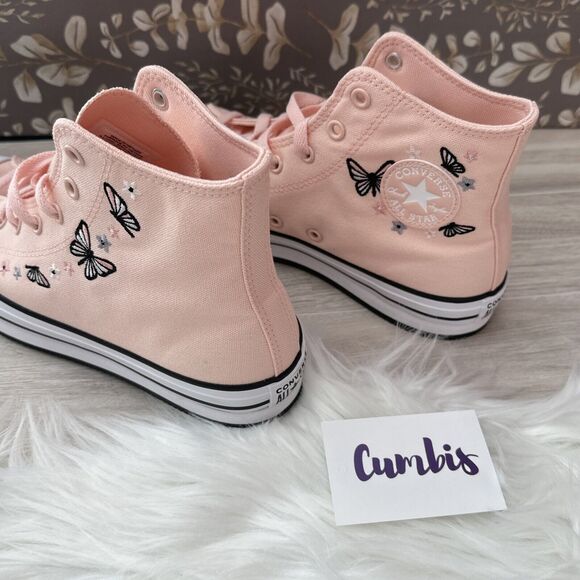 Converse CTAS HI Soft Peach/White Size Kids 5.5 butterflies Casual Shoes A07355C - Picture 7 of 11